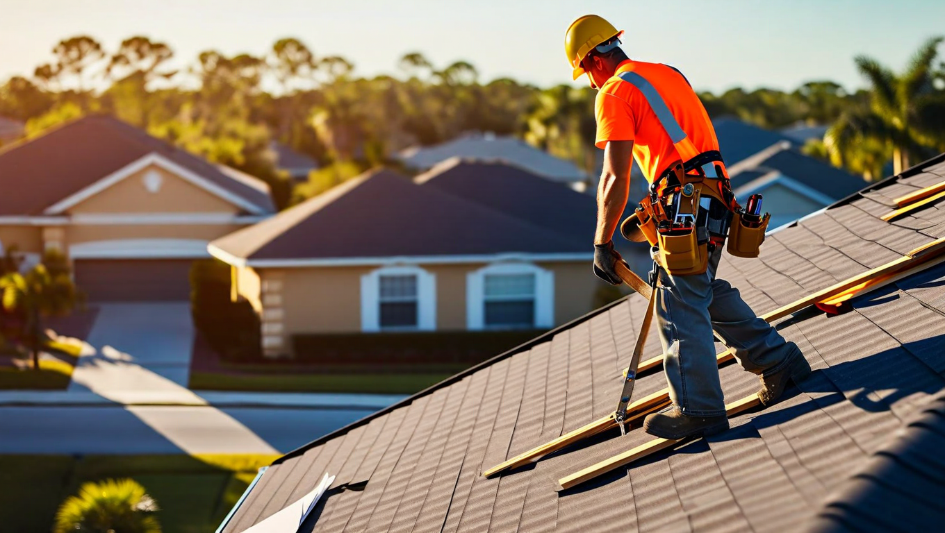 Roofing business owner reviewing real estate-backed loan options with property documents